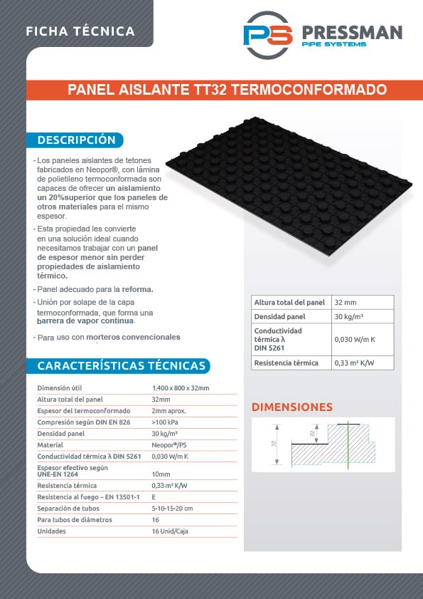 Ficha Tecnica TT32 Pressman UNE EN 1264 22