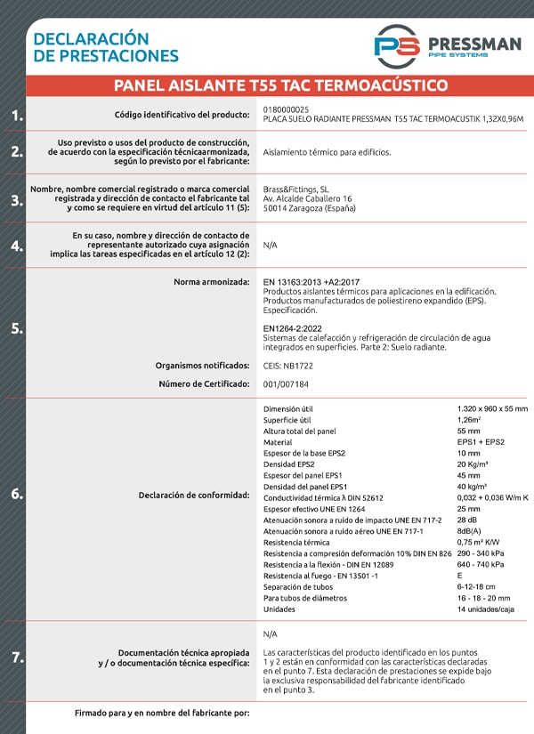 miniatura Declaración conformidad T55 TAC Pressman UNE EN 1264 22 Abril 2022